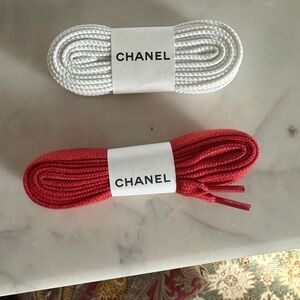CHANEL Red and White Shoelaces